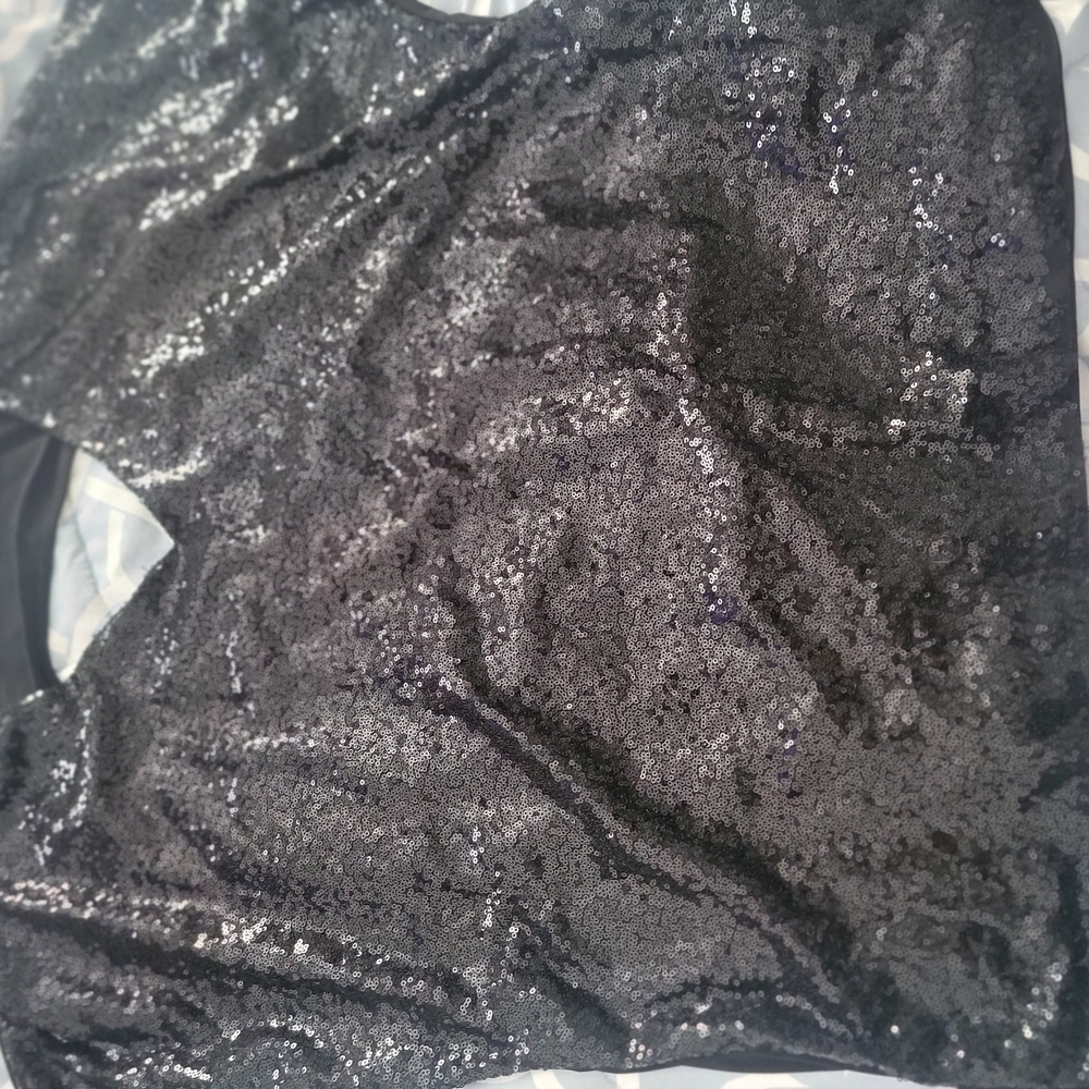 Avenue Black Sequin Blouse With Cutout Back - Picture 9 of 14